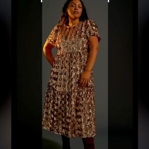 NWT Anthropologie Maeve Bernadette Sequined Midi Dress Size M